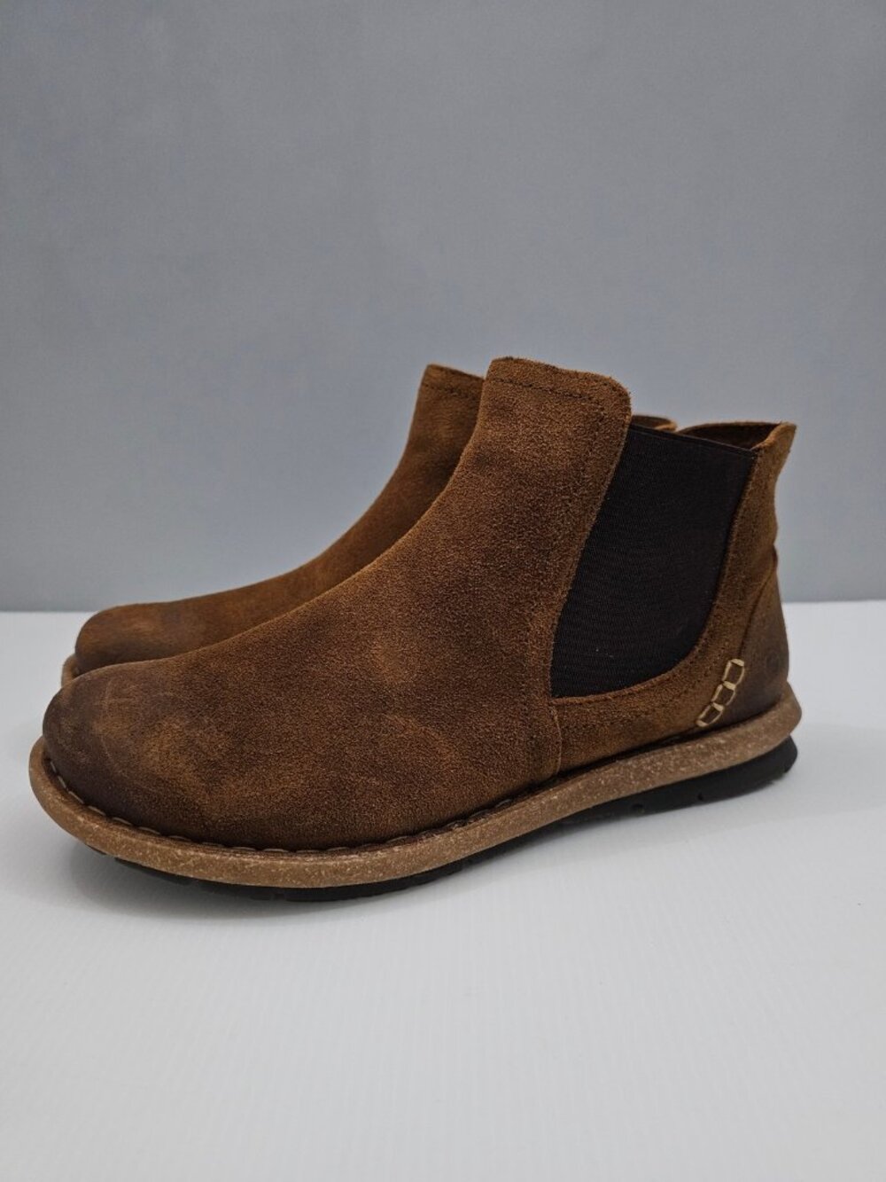 Born Tabby Chelsea Ankle Boot Women 11 Brown Distressed Suede Comfort Casual NEW